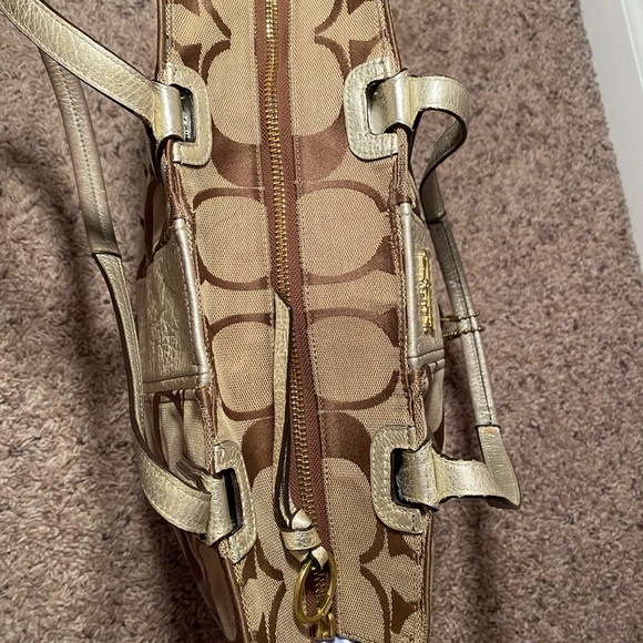 Coach Gold Signature Pattern Tote - Picture 5 of 7